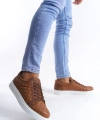 Swo166 Prestige Bağcıklı Cilt Kapitone Desenli Erkek Günlük Sneaker Ayakkabı Cbt - Taba