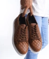 Swo166 Prestige Bağcıklı Cilt Kapitone Desenli Erkek Günlük Sneaker Ayakkabı Cbt - Taba