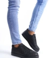 Swo166 Prestige Bağcıklı Cilt Kapitone Desenli Erkek Günlük Sneaker Ayakkabı Cst - Siyah