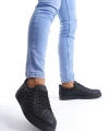 Swo166 Prestige Bağcıklı Cilt Kapitone Desenli Erkek Günlük Sneaker Ayakkabı Cst - Siyah