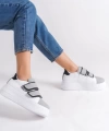 VALENCIA Bağcıksız Cırt Cırtlı Ortopedik Taban Kadın Sneaker Ayakkabı BT Beyaz/Gri