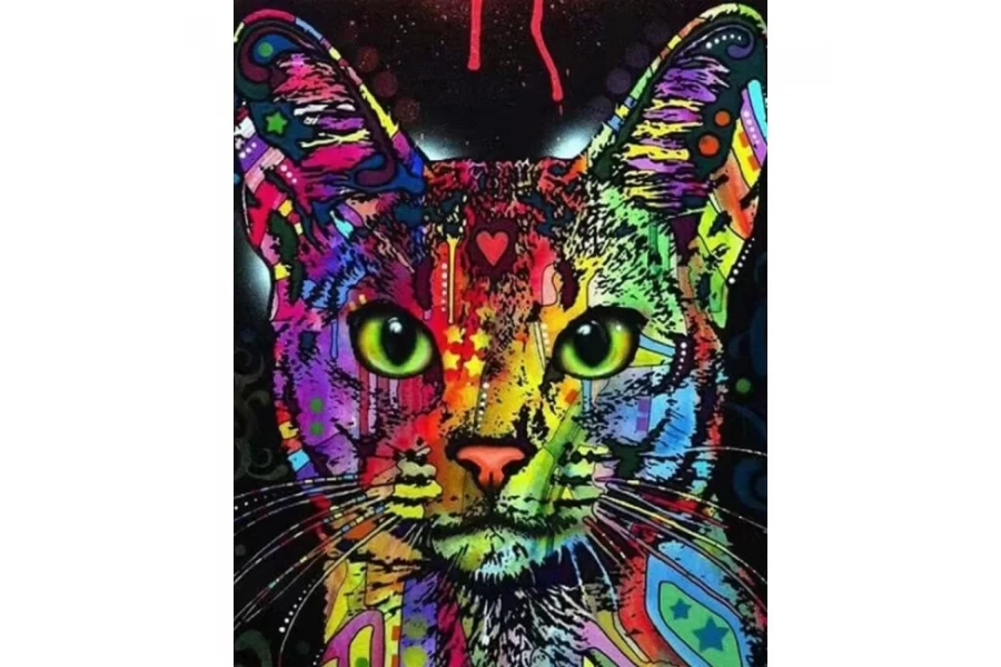 Renkli Kedi 3 Sayılarla Boyama Seti Rulo ( Kasnaksızdır)