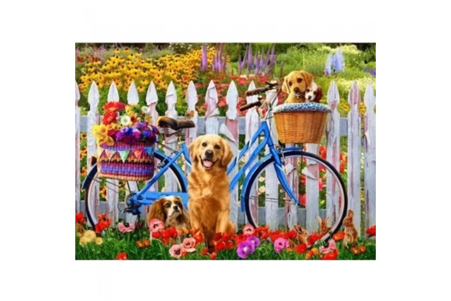 Sevimli Köpekler ve Bisiklet Sayılarla Boyama Seti Rulo Duvar Sticker