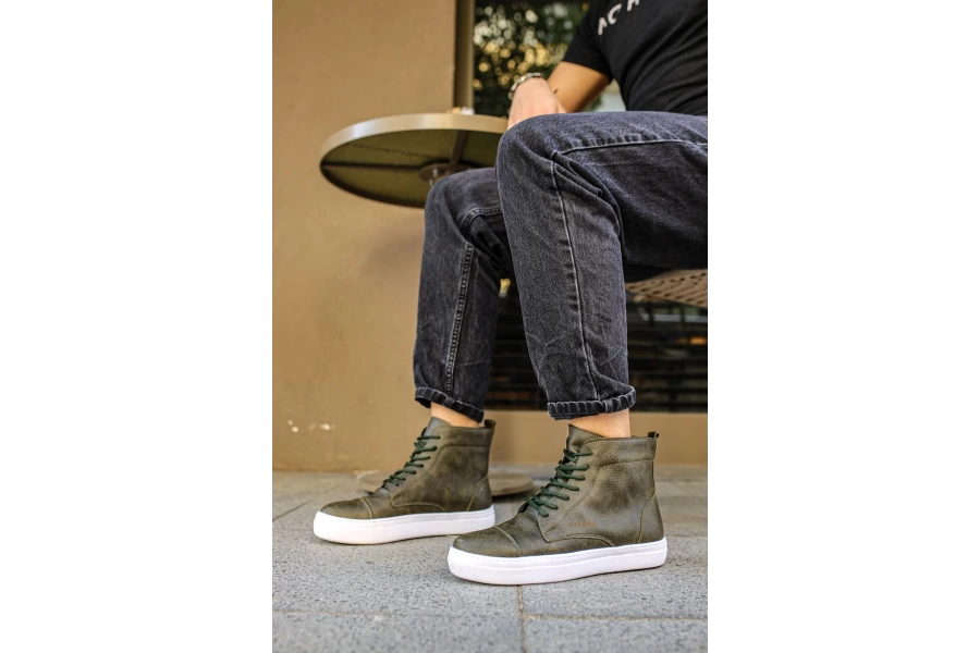 CH029 CBT Vulcanized Lace Up Erkek Bot HAKI