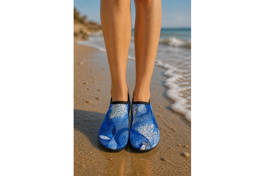 Shoecide Mavi Kübik Desen Kadın Deniz Ayakkabısı – Hafif, Kaydırmaz, Hızlı Kuruyan Aqua Shoes
