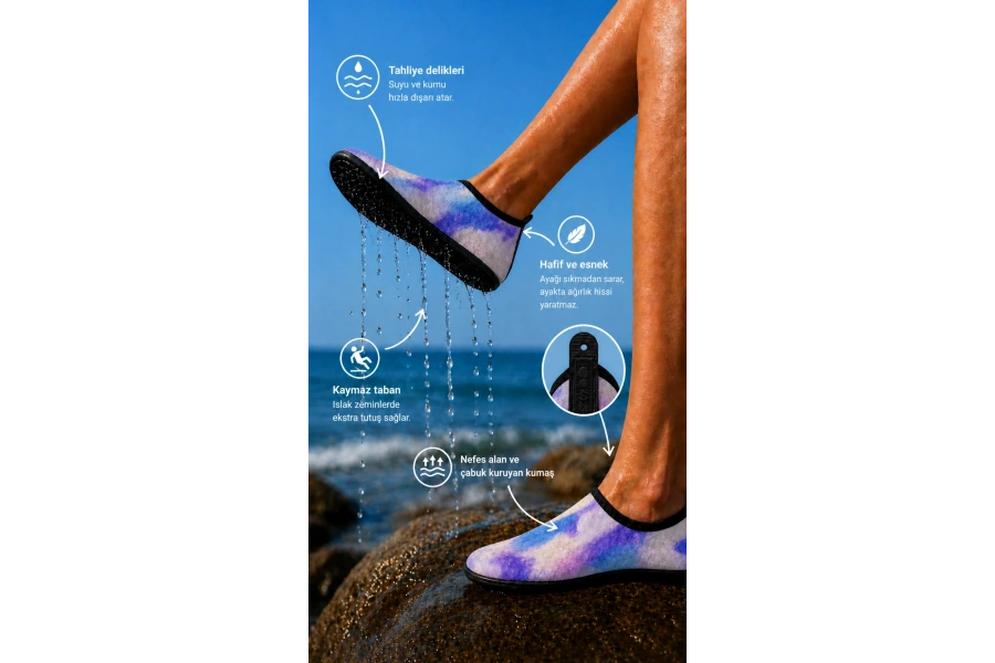 Shoecide Pembe Pastel Renk Kadın Deniz Ayakkabısı – Hafif, Kaydırmaz, Hızlı Kuruyan Aqua Shoes