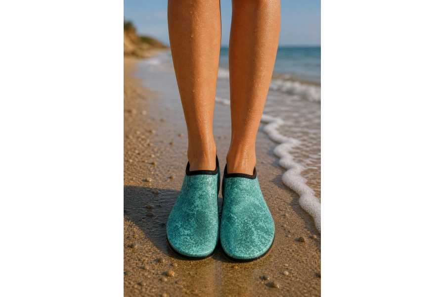 Shoecide Yeşil Dalga Desen Kadın Deniz Ayakkabısı – Hafif, Kaydırmaz, Hızlı Kuruyan Aqua Shoes
