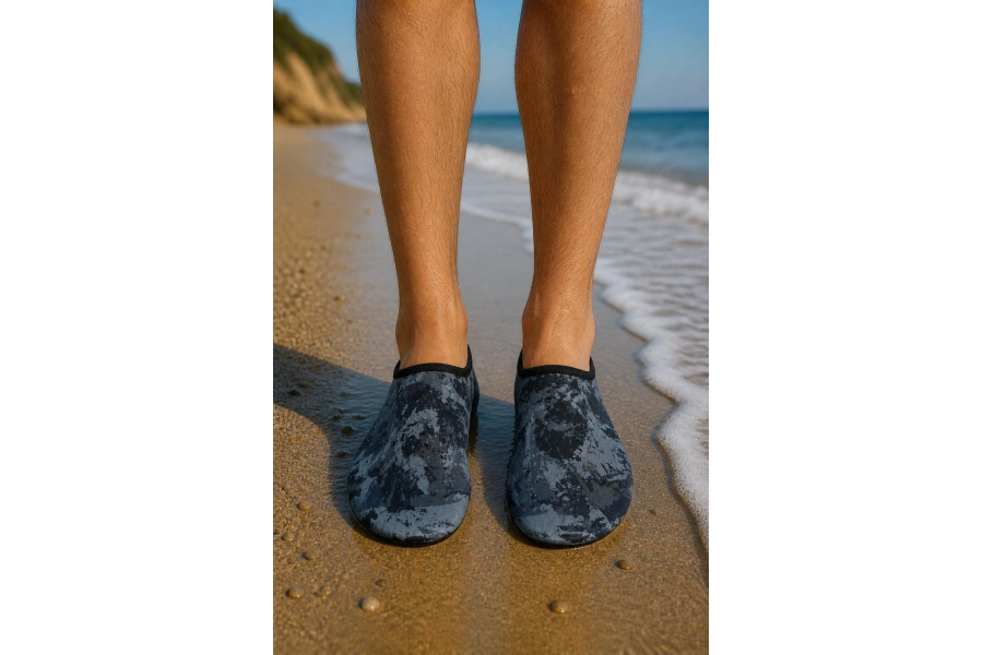 Shoecide Gri Kamuflaj Desen Erkek Deniz Ayakkabısı – Hafif, Kaydırmaz, Hızlı Kuruyan Aqua Shoes