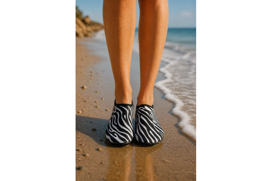 Shoecide Zebra Desen Kadın Deniz Ayakkabısı – Hafif, Kaydırmaz, Hızlı Kuruyan Aqua Shoes
