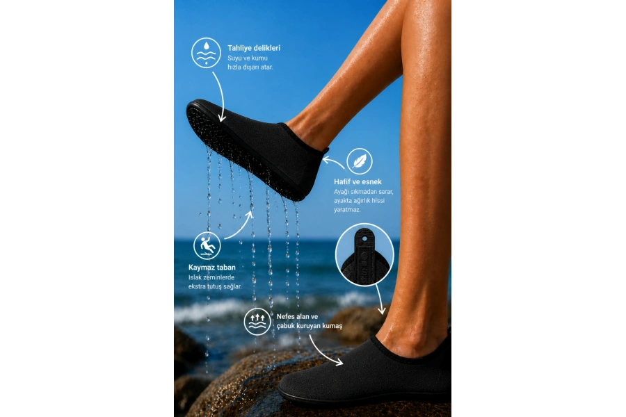 Shoecide Mermer Desen Kadın Deniz Ayakkabısı – Hafif, Kaydırmaz, Hızlı Kuruyan Aqua Shoes