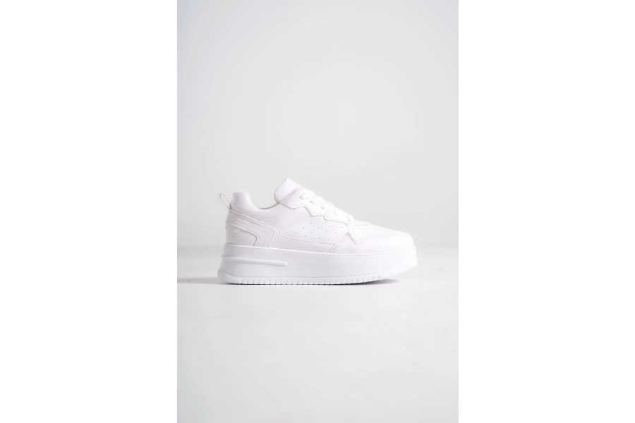 ALESSI Bağcıklı Ortopedik Taban Kadın Sneaker Ayakkabı BT Beyaz