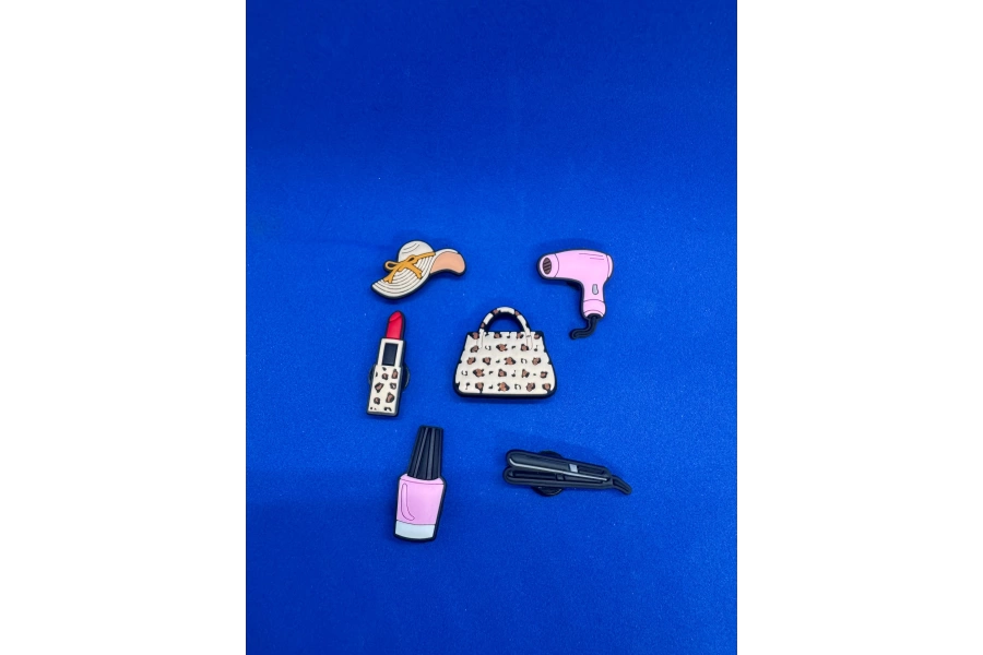 Pembe Kadın Moda Temalı Charm 6lı Premium İthal Crocs Sandalet terlik Süsleri / Jibbitz