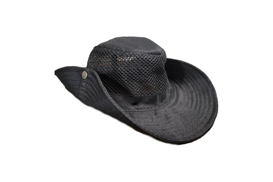 Erkek Siyah Fileli Katlanabilir Düğmeli Safari Şapka