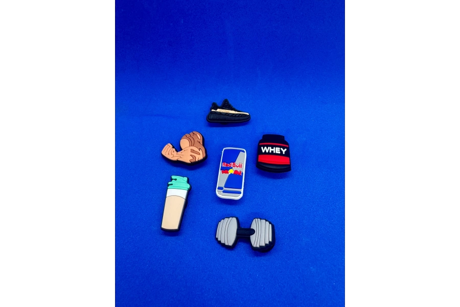 Fitness Spor Temalı Charm 6lı Premium İthal Crocs Sandalet terlik Süsleri / Jibbitz
