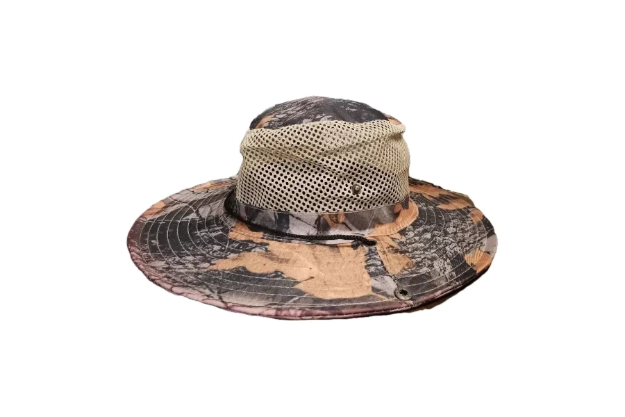 Karışık Doğa Turuncu Desenli Fileli Bağcıklı Safari Şapka