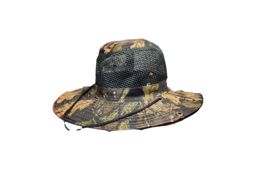 Karışık Doğa Yeşil Desenli Fileli Bağcıklı Safari Şapka