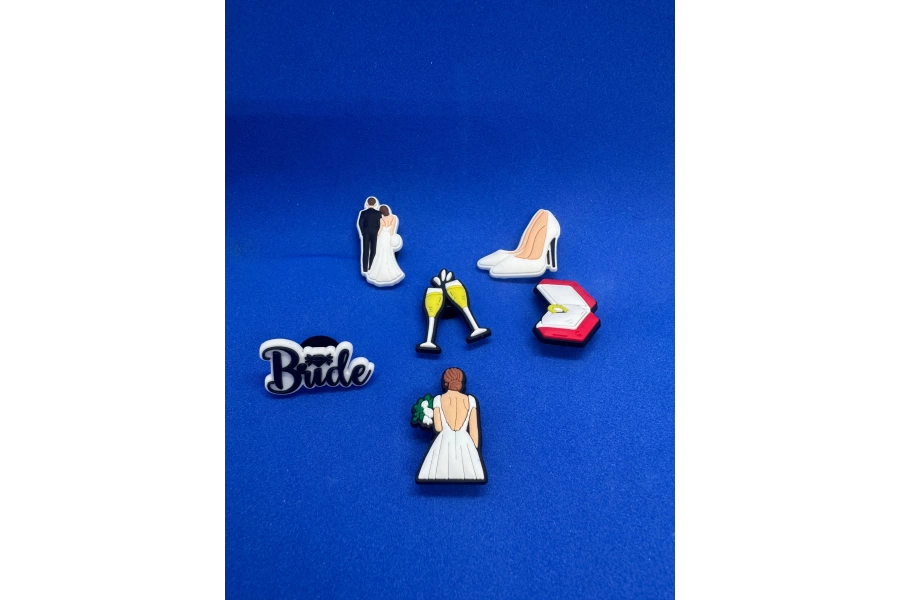 Gelin Damat Düğün Temalı Charm 6lı Premium İthal Crocs Sandalet terlik Süsleri / Jibbitz