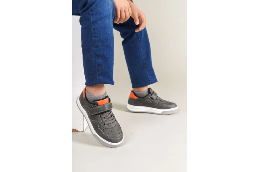 Shoecide 1009 Prime Çocuk Ayakkabı Gri Turuncu