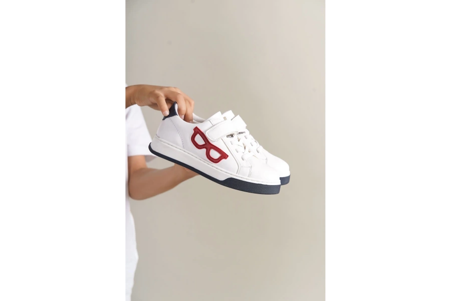Shoecide 1011 Glasses-x Çocuk Ayakkabı Beyaz Kırmızı Lacivert