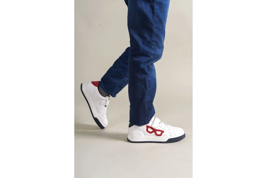 Shoecide 1011 Glasses-x Çocuk Ayakkabı Beyaz Kırmızı Lacivert