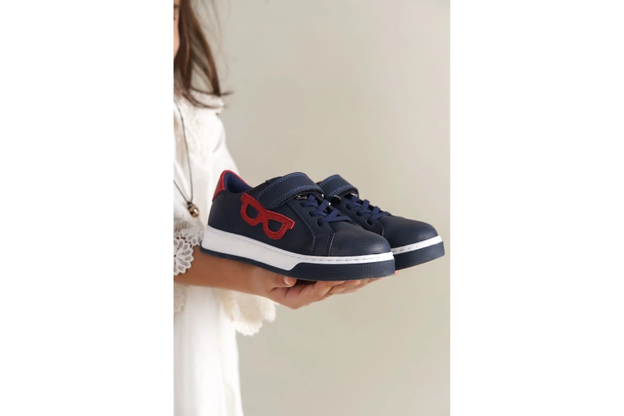 Shoecide 1011 Glasses-x Çocuk Ayakkabı Lacivert Kırmızı Beyaz