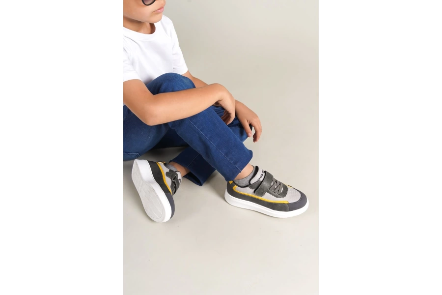 Shoecide 1015 Star-x Çocuk Ayakkabı Gri Beyaz Sarı