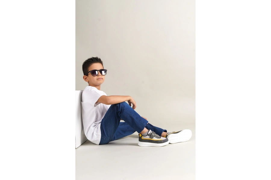 Shoecide 1015 Star-x Çocuk Ayakkabı Gri Beyaz Sarı