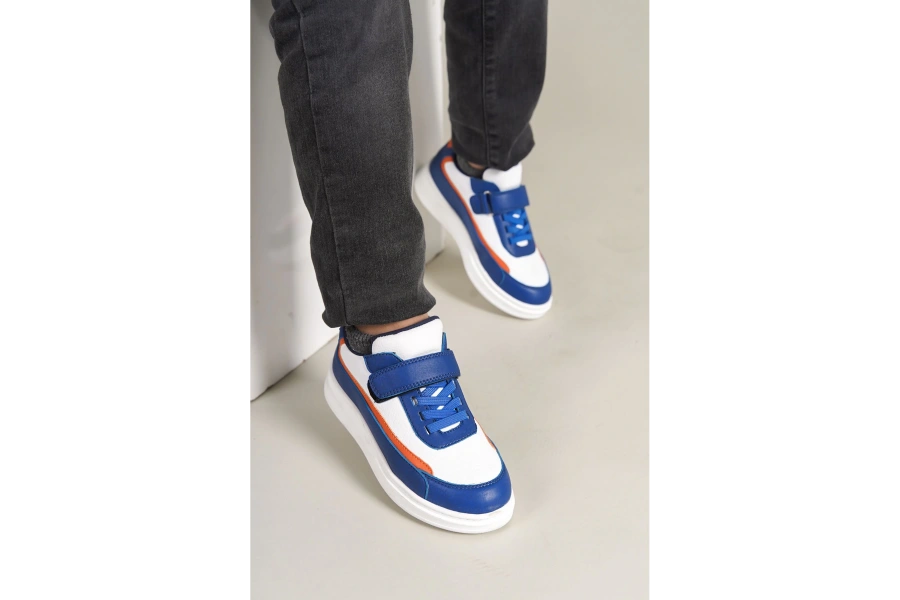 Shoecide 1015 Star-x Çocuk Ayakkabı Mavi Beyaz Turuncu