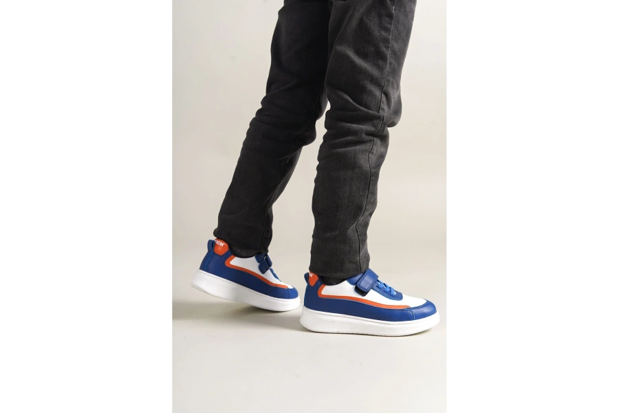 Shoecide 1015 Star-x Çocuk Ayakkabı Mavi Beyaz Turuncu
