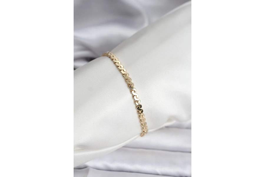 Shoecide 14k Gold Renk Kaplama Ezme Yılan Zincir Model Cm Kadın Bileklik