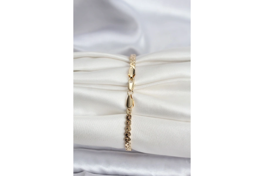 Shoecide 14k Gold Renk Kaplama Ezme Yılan Zincir Model Cm Kadın Bileklik