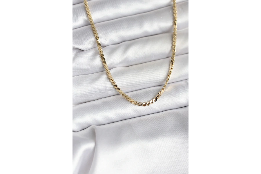 Shoecide 14k Gold Renk Kaplama Ezme Yılan Zincir Model Cm Kadın Kolye