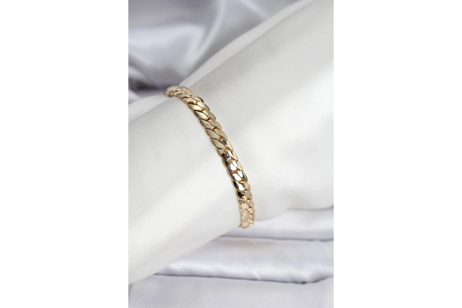 Shoecide 14k Gold Renk Kaplama Ezme Zincir Model Kadın Bileklik