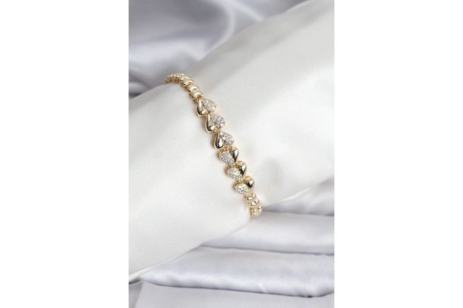 Shoecide 14k Gold Renk Kaplama Kalp Model Cm Kadın Bileklik