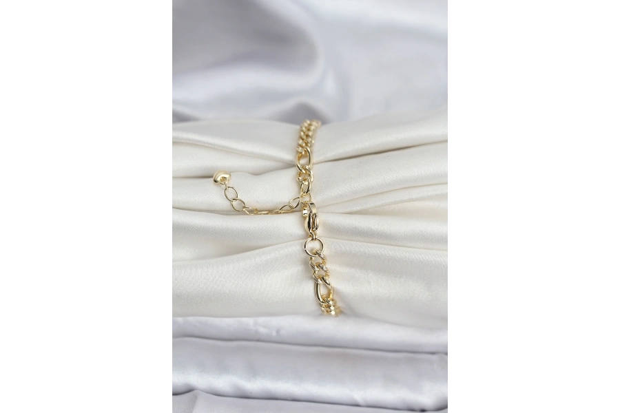 Shoecide 14k Gold Renk Kaplama Lazerli Zincir Model Cm Kadın Bileklik