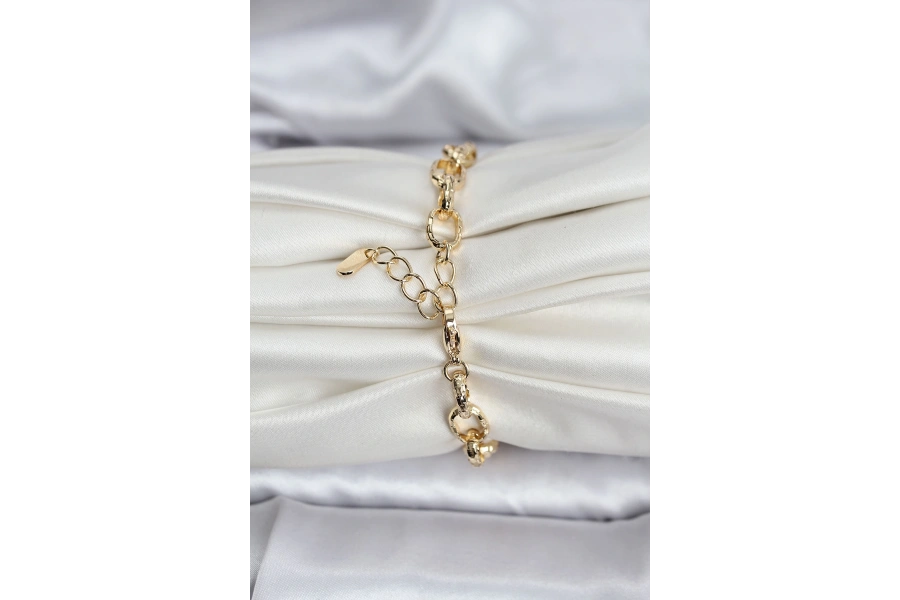 Shoecide 14k Gold Renk Kaplama Lazerli Zincir Model Cm Kadın Bileklik