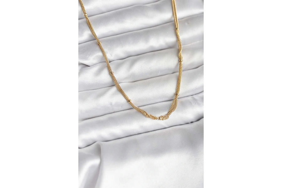 Shoecide 14k Gold Renk Kaplama Topçuk Zincirli Model Cm Kadın Kolye