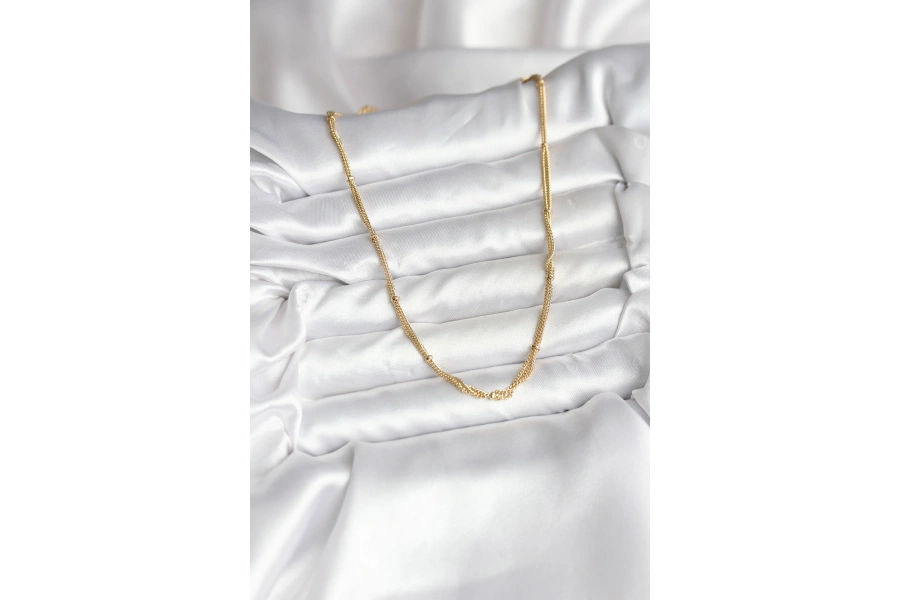 Shoecide 14k Gold Renk Kaplama Topçuk Zincirli Model Cm Kadın Kolye