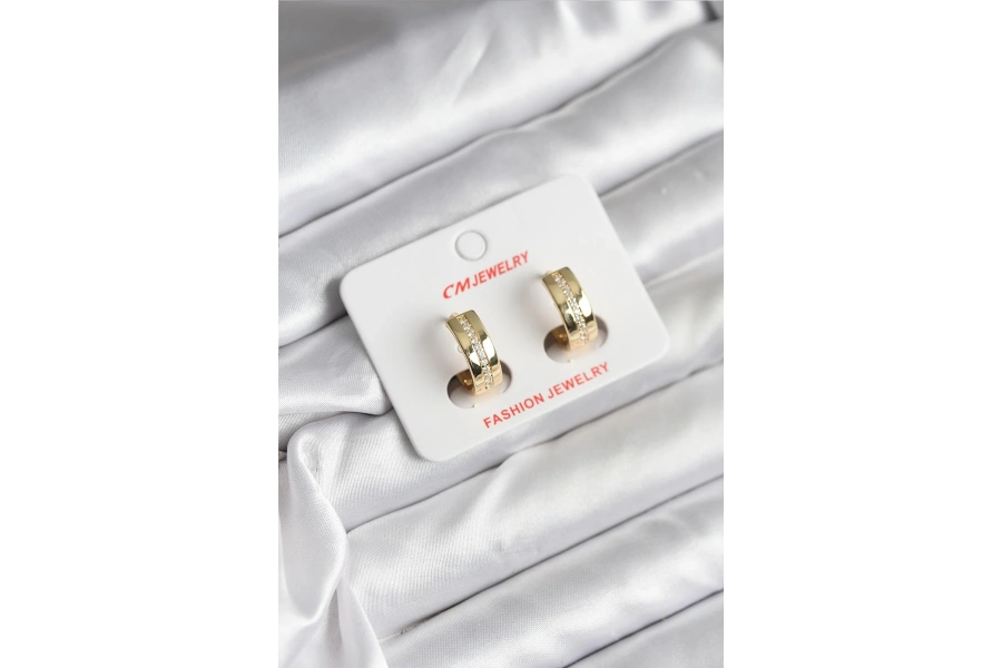 Shoecide 14k Gold Renk Kaplama Zirkon Taşlı Halka Model Cm Kadın Küpe