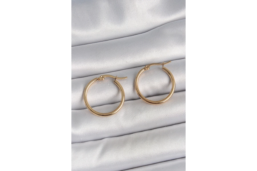 Shoecide 316 Çelik Gold Renk 22mm Kadın Halka Model Kadın Küpe