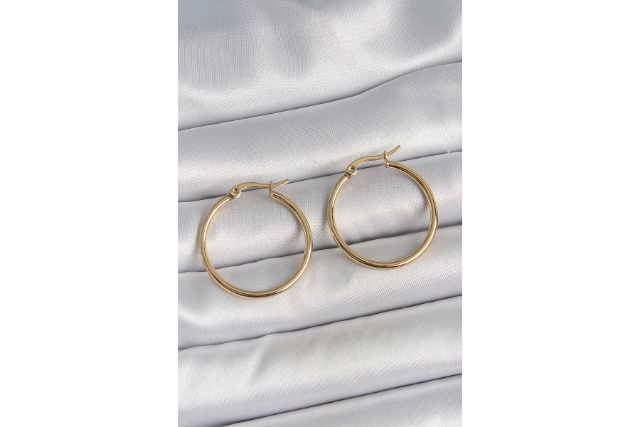 Shoecide 316 Çelik Gold Renk 27 Mm Halka Model Kadın Küpe
