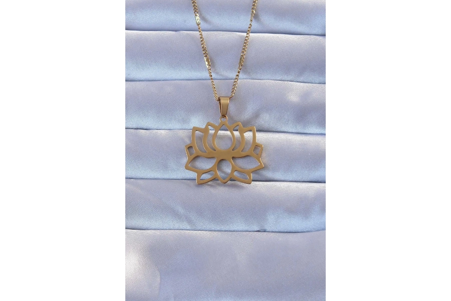 Shoecide 316l Altın Renk Lotus Kolye
