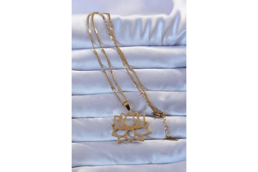 Shoecide 316l Altın Renk Lotus Kolye
