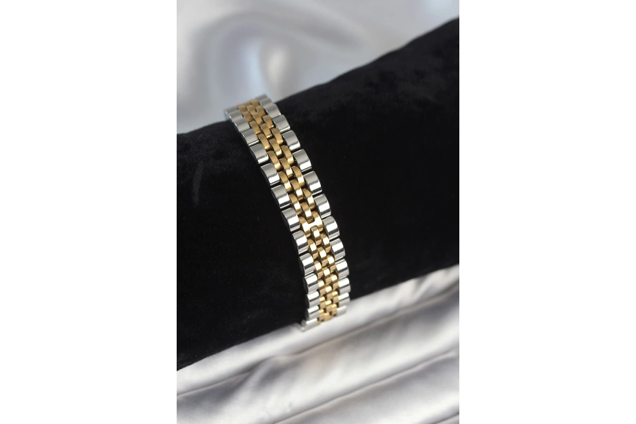 Shoecide 316l Çelik 12 Mm Kalınlıkta Gold Ve Gümüş Renkli Erkek Bileklik