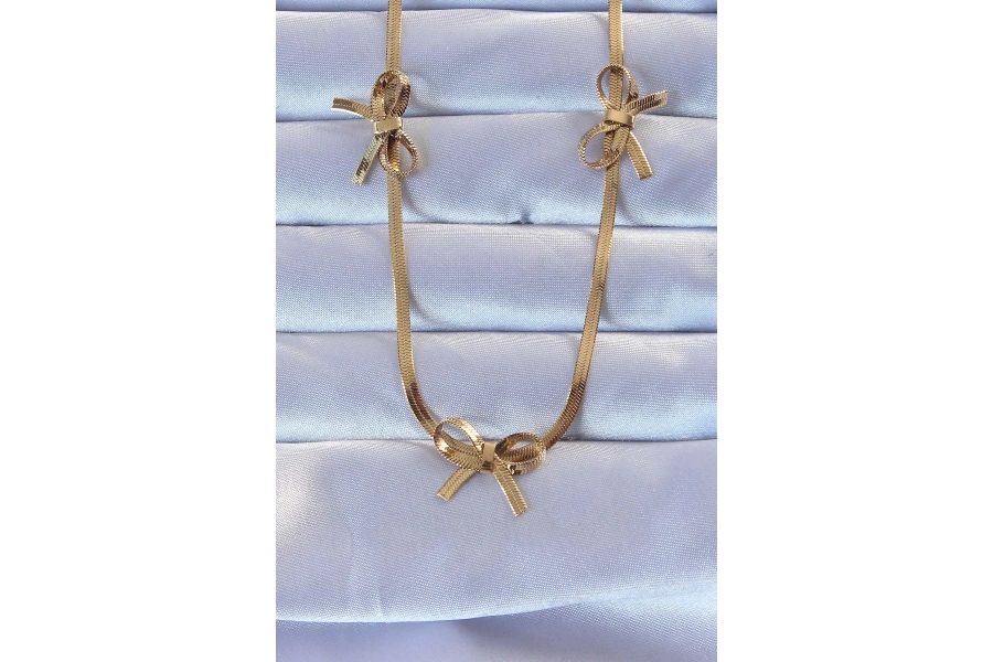 Shoecide 316l Çelik Altın Renk İtalyan Zincirli Fiyonk Kolye