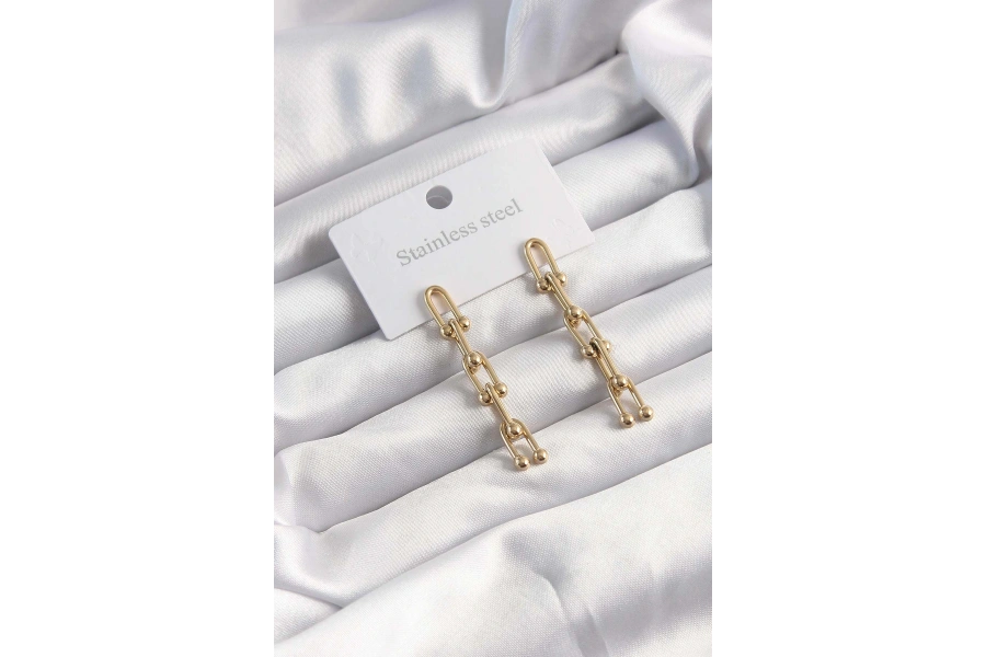 Shoecide 316l Çelik Altın Renk Sallantılı Model Küpe