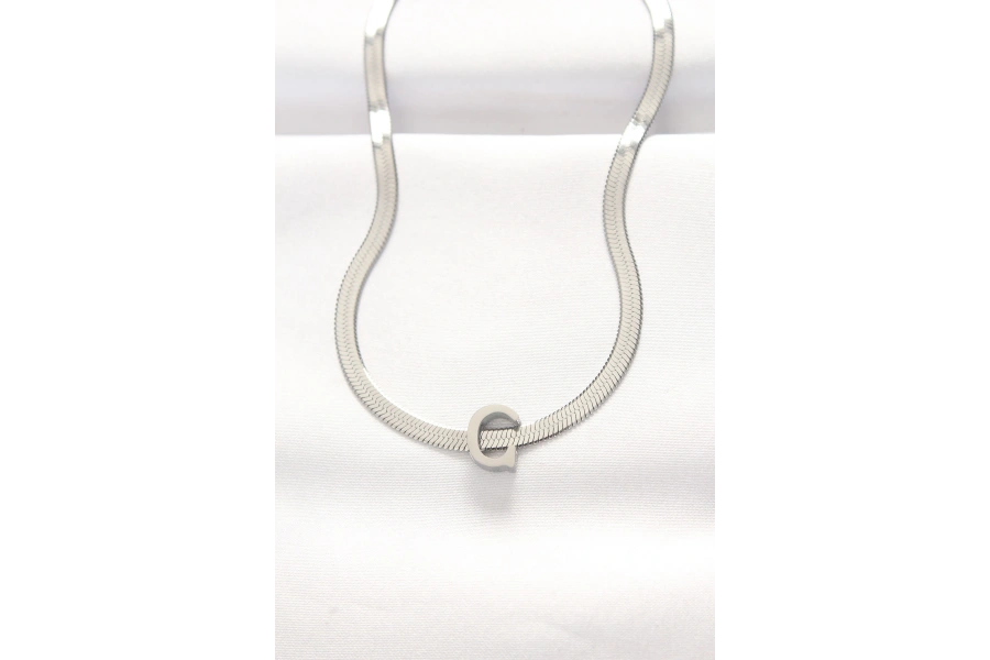 Shoecide 316l Çelik C Harfli Silver Renk İtalyan Zincirli Kolye