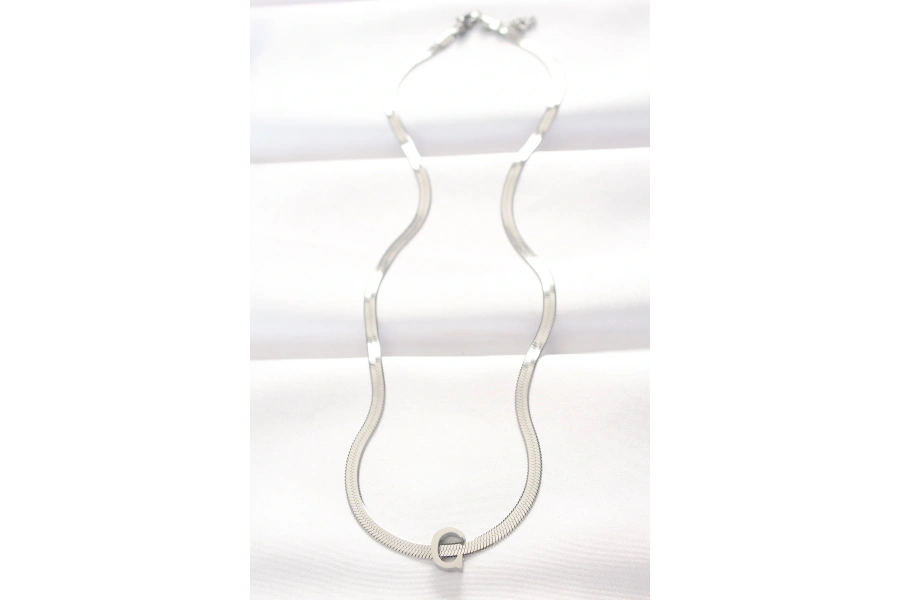 Shoecide 316l Çelik C Harfli Silver Renk İtalyan Zincirli Kolye