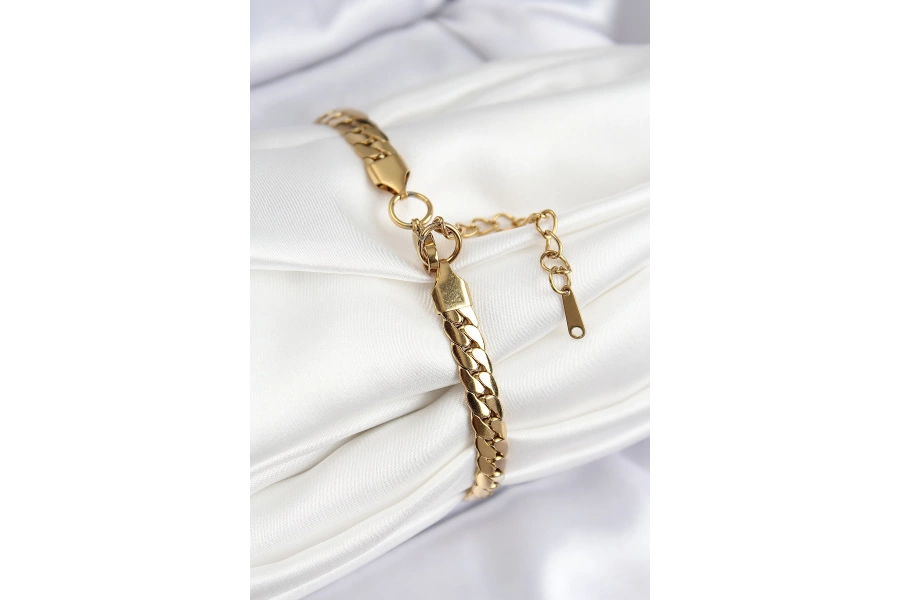 Shoecide 316l Çelik Ezme Zincir Model Gold Renk Kadın Bileklik