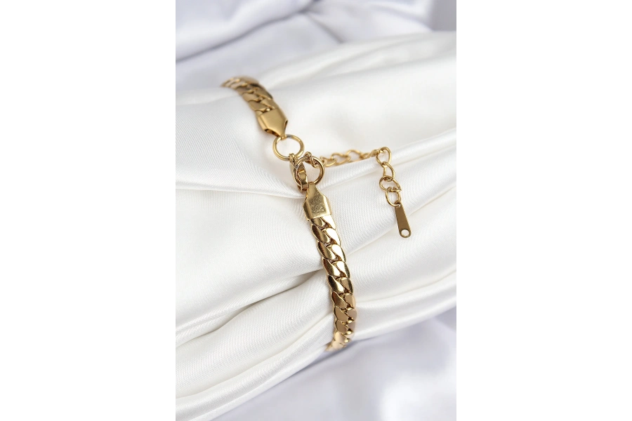 Shoecide 316l Çelik Ezme Zincir Model Gold Renk Kadın Bileklik